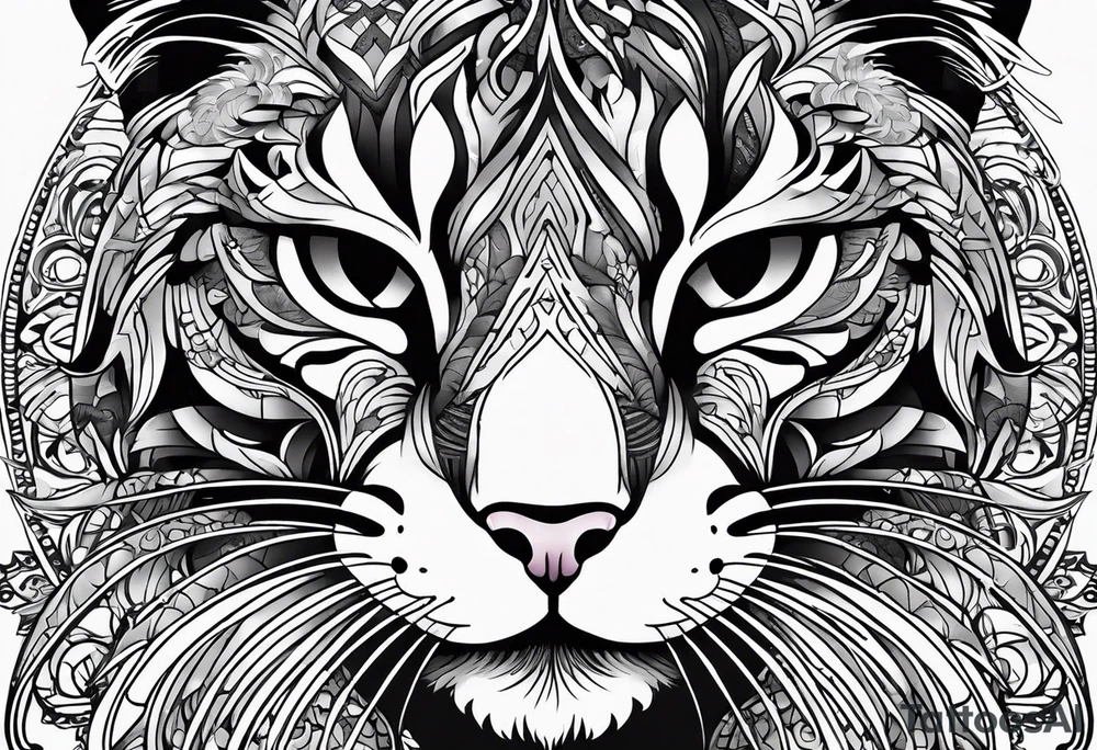 I need a tatto which will look like a pattern on the top of the head of tabby cats tattoo idea