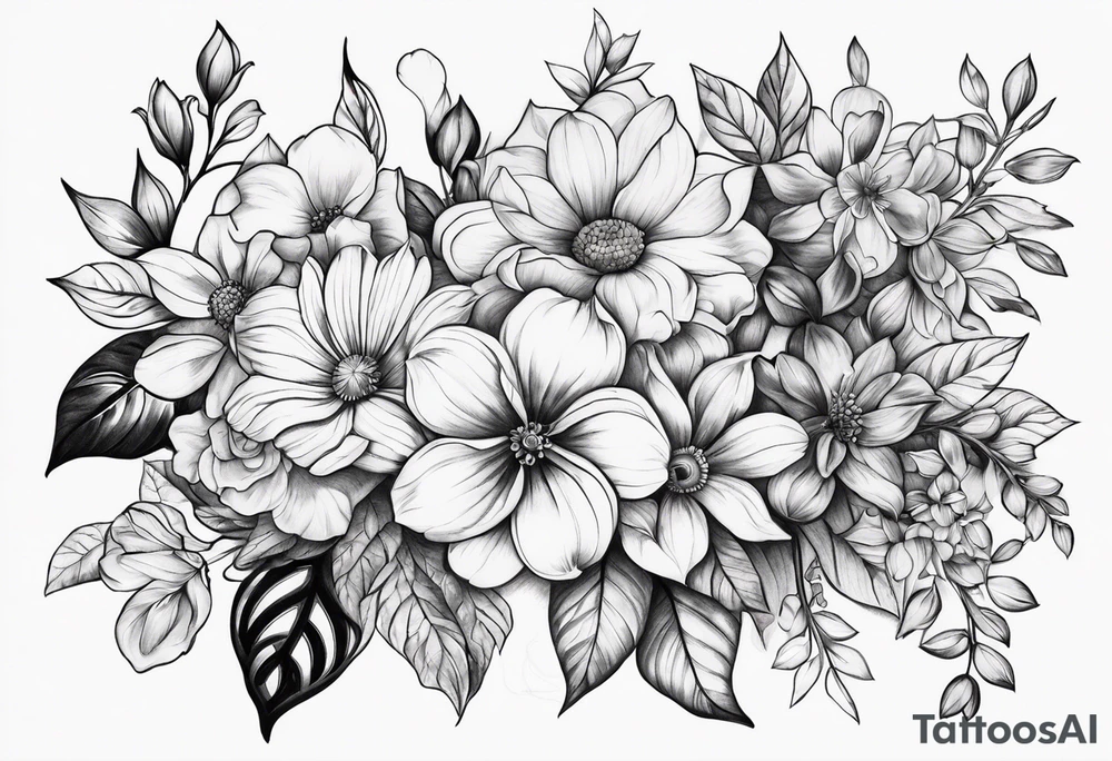 ornaments of flowers tattoo idea