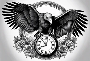 Vulture Holding Pocket watch tattoo idea