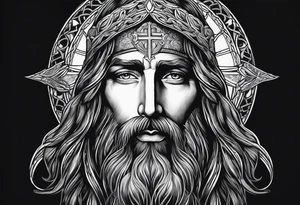 Jesus christ face with white beards tattoo idea
