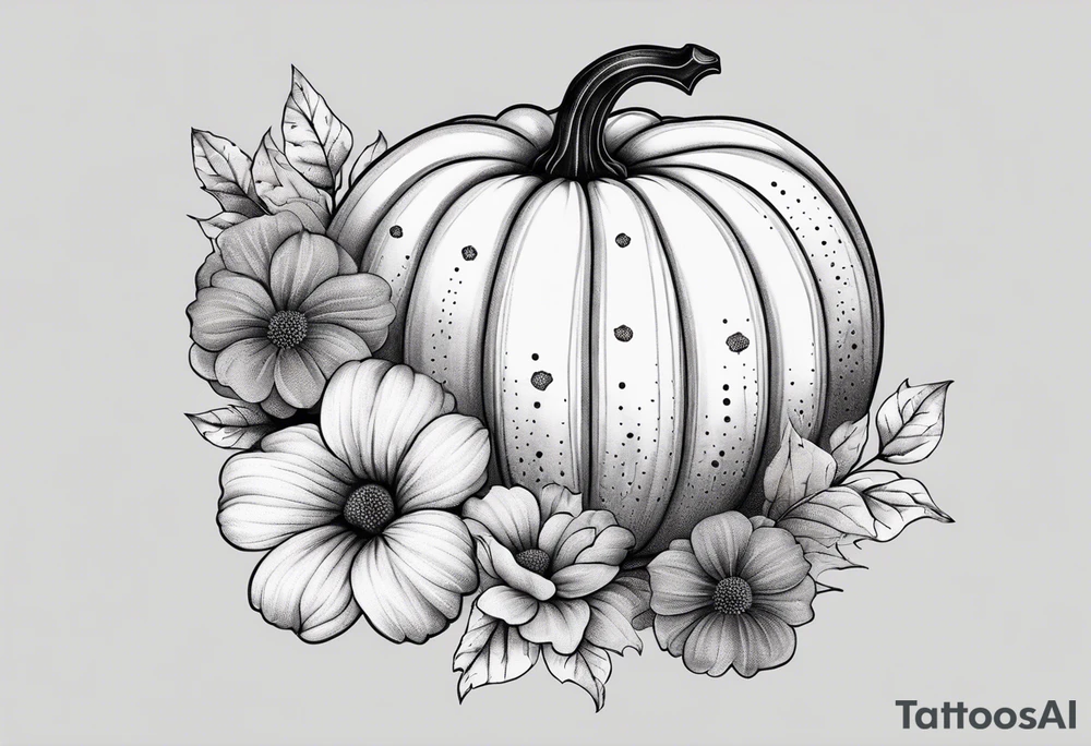 pumpkin with flowers tattoo idea