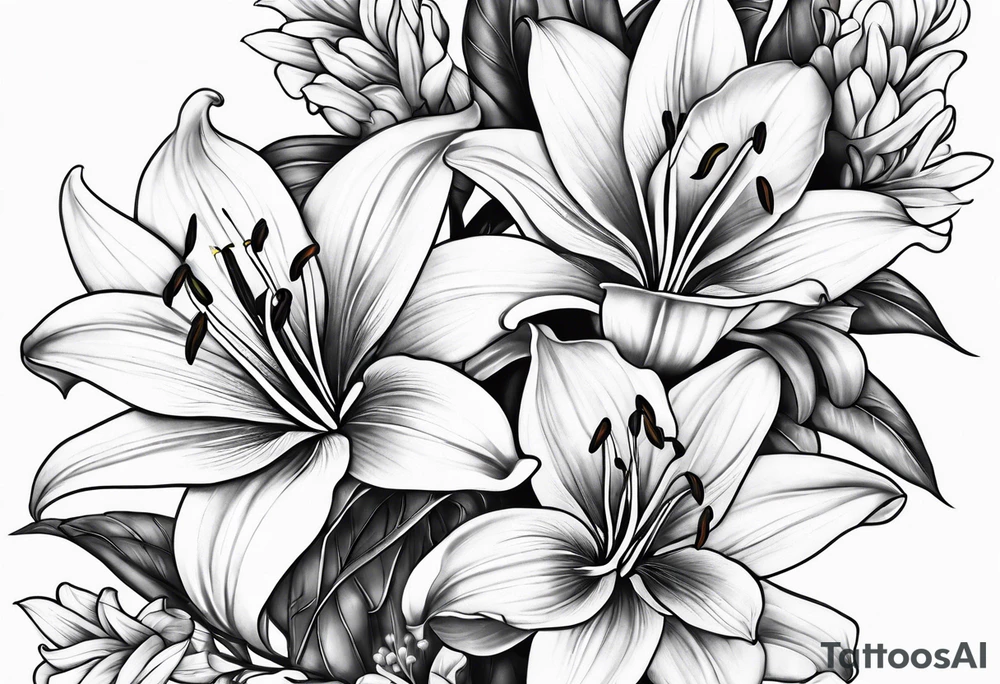 bird lillies tattoo idea