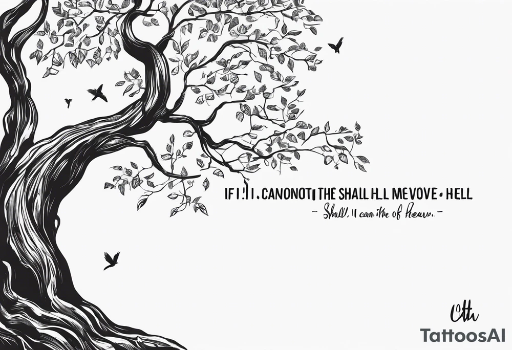 Serpent in a tree 
with the quote “ if I cannot bed the will of heaven, then I shall move hell” tattoo idea