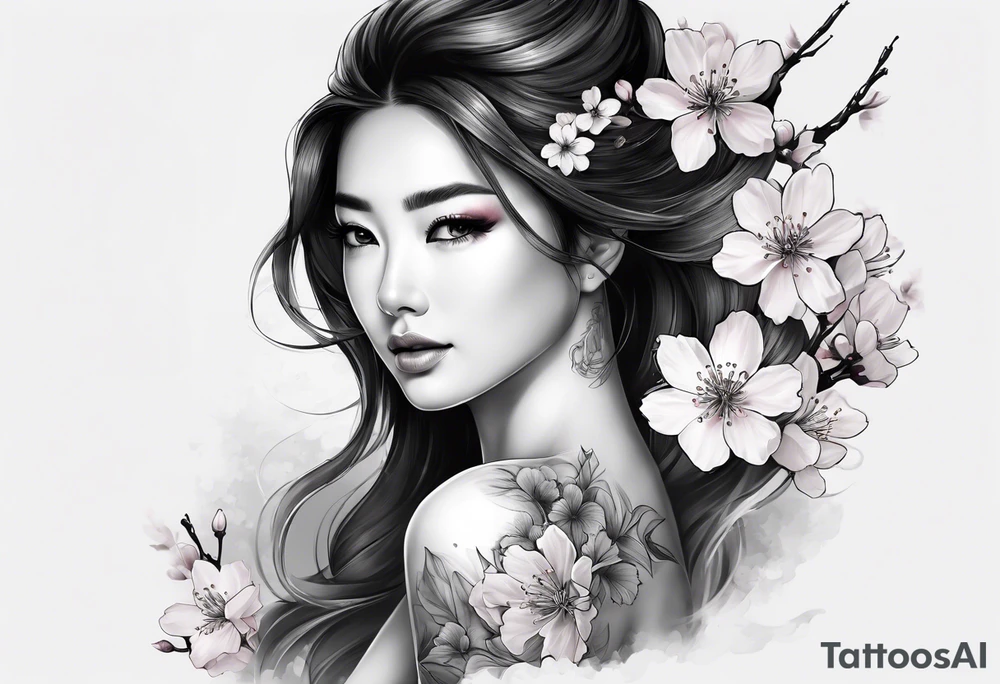 cherry blossoms but It's a portrait, so the whole thing comes out. tattoo idea