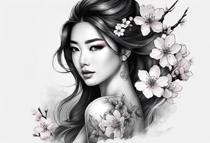 cherry blossoms but It's a portrait, so the whole thing comes out. tattoo idea
