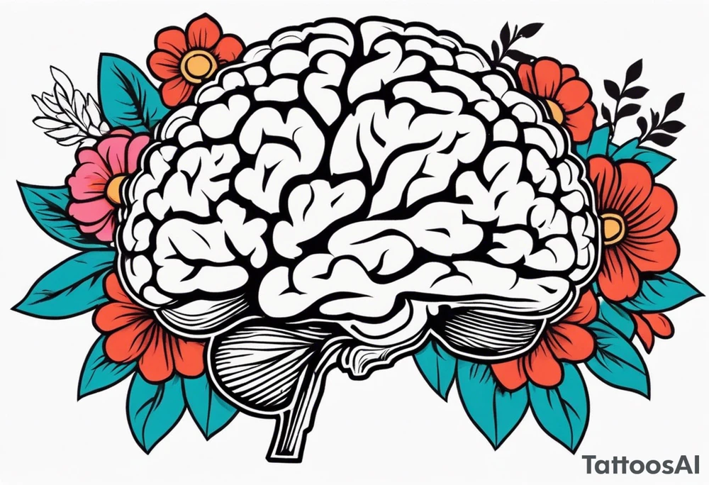 human brain
old school vintage simple traditional design surrounded by vintage flowers


bold color simple tattoo idea