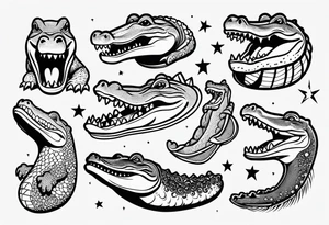 Variety of crocs facevtraditional style flash sheet tattoo idea