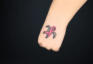 I am here pink ribbon sea turtle theme tattoo idea