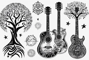 DNA science guitar piano, music. tree of life tattoo idea
