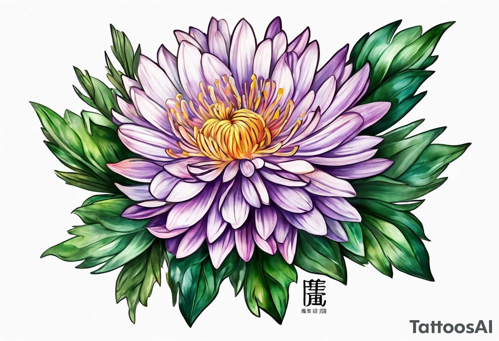 Chinese symbol strength September birth flower aster love mother tattoo idea