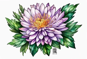 Chinese symbol strength September birth flower aster love mother tattoo idea