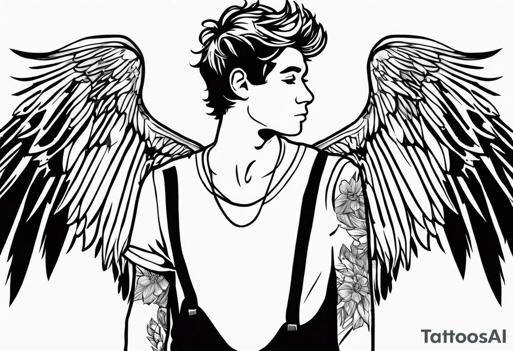 Liam Payn One Direction Memory Love Angel Wings Heart tattoo idea