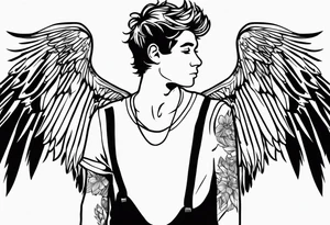 Liam Payn One Direction Memory Love Angel Wings Heart tattoo idea