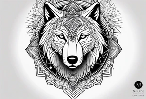 Forearm futuristic UAE and Philippines with Mandala theme design with moon and wolves tattoo idea