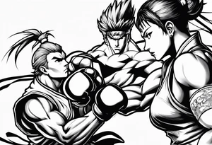 street fighter 3 ken versus chun li fighting evo moment tattoo idea
