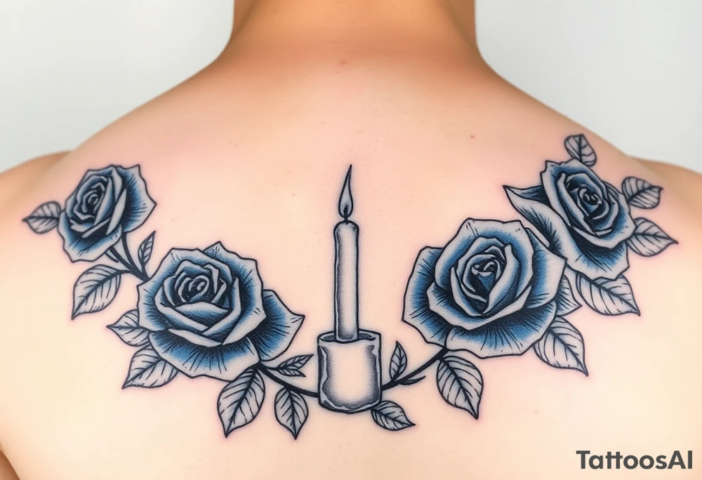 Blue roses and candle lights, water tattoo idea
