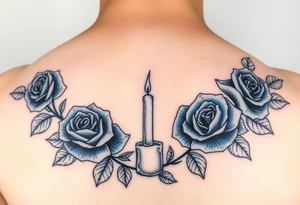 Blue roses and candle lights, water tattoo idea