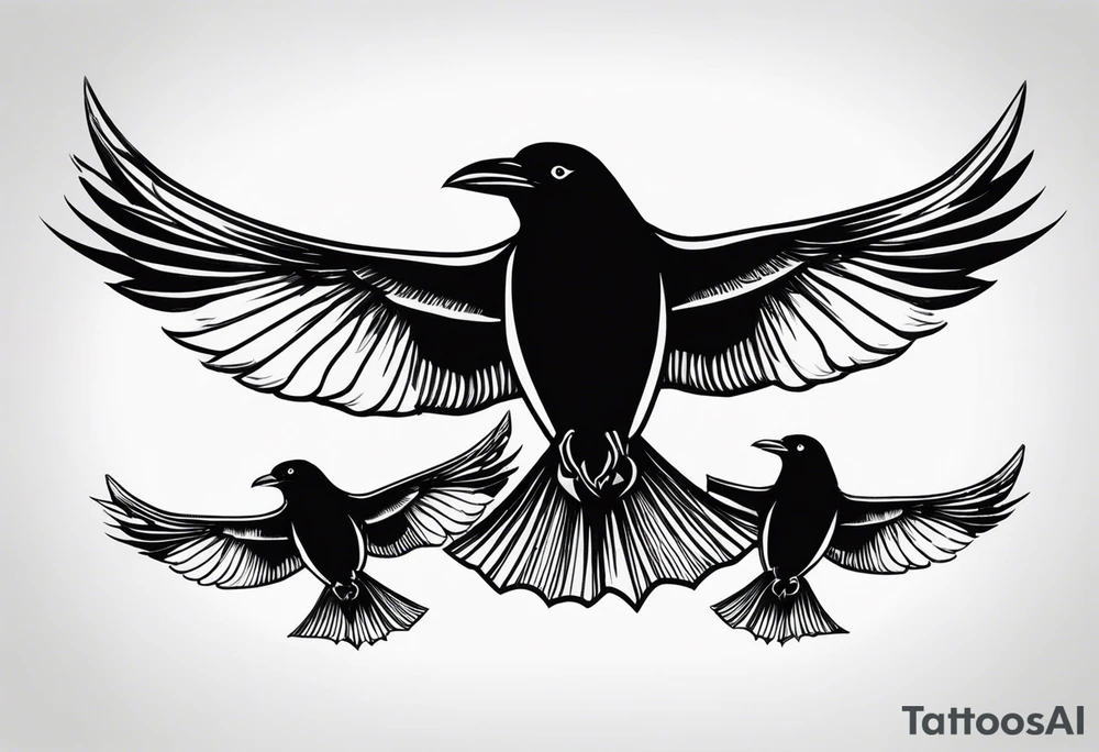 3 crows flying tattoo idea