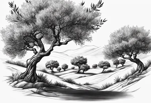 Olive trees individual leaves floating in the wind tattoo idea