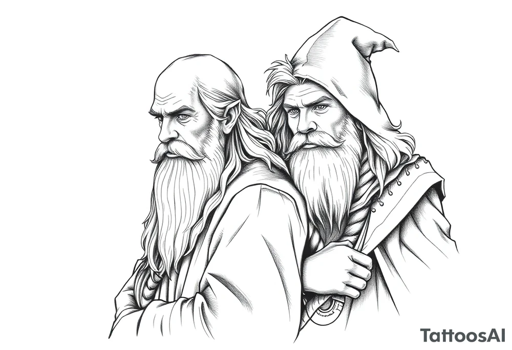 Gandalf and frodo journeying together tattoo idea