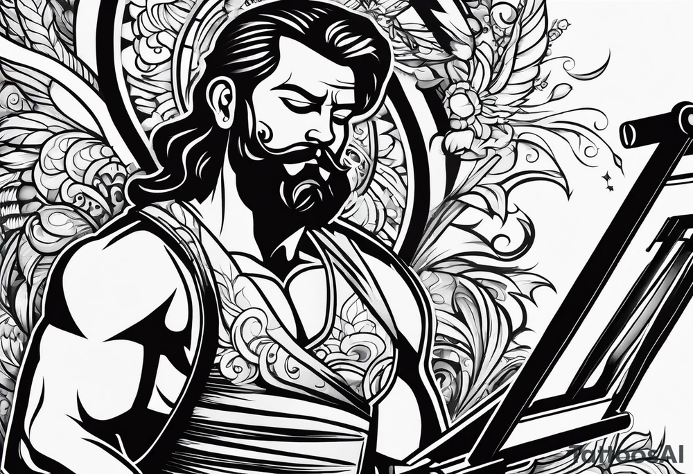 a (cartoonistic) man coming out of an easel tattoo idea