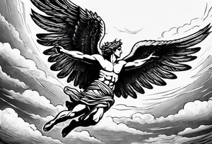 icarus greek god flying into the sun and falling tattoo idea