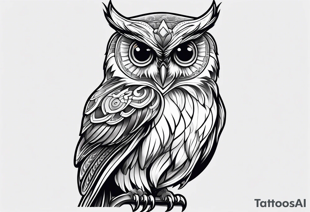 Owl with cancer ribbon in claw tattoo idea