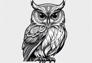 Owl with cancer ribbon in claw tattoo idea