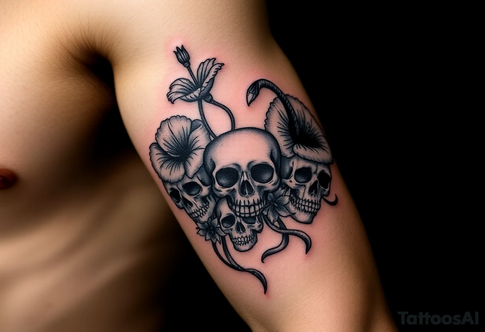 Ryan, Aries, red poppy’s, lilies, skulls, and smoke tattoo idea