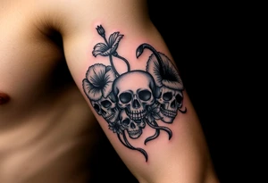 Ryan, Aries, red poppy’s, lilies, skulls, and smoke tattoo idea