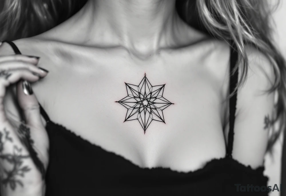 A rose gold eight-pointed star tattoo adds elegance, love, and self-worth. tattoo idea