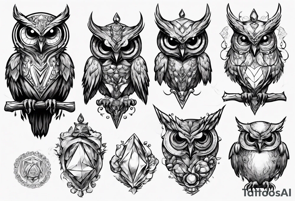 The Demon Owl Stolas, a Prince of Hell who is obsessed with gems, knowledge of astrology and poisonous gems. tattoo idea