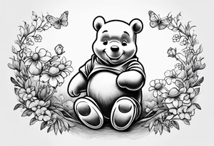Winnie Pooh one hand in the honey and one hand holding bland tattoo idea