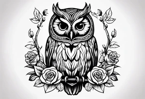 Barred owl with a rose and a heart tattoo idea