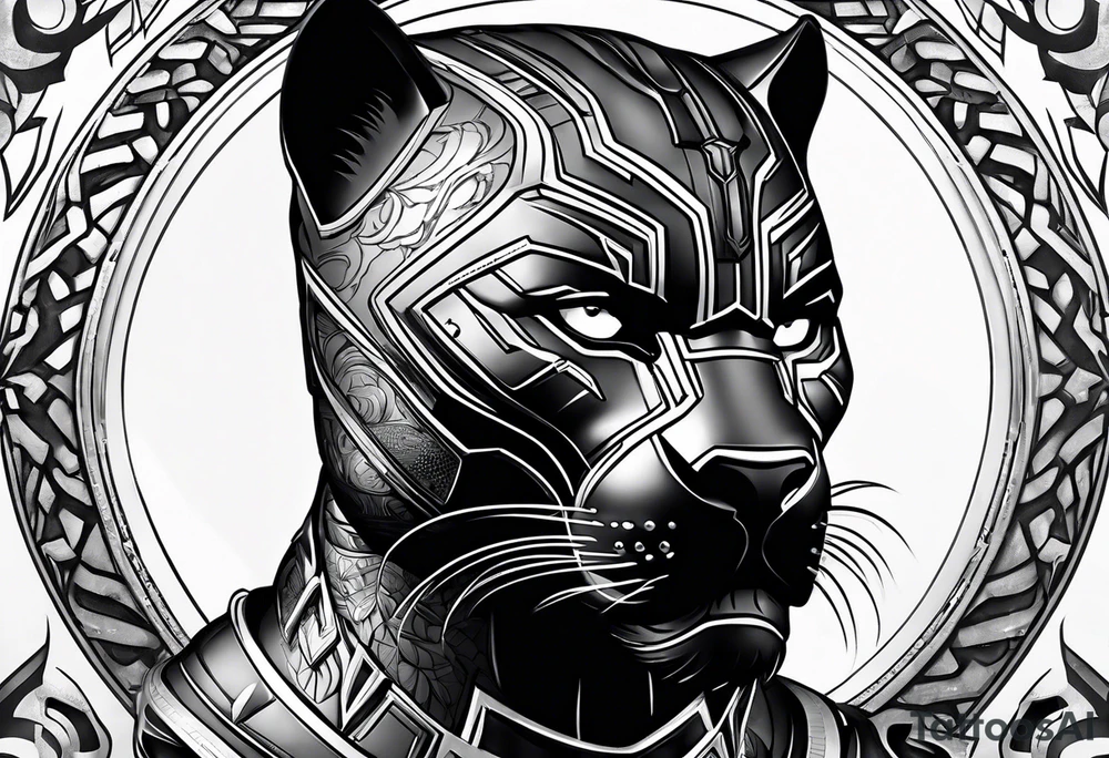 Black panther portrait tattoo idea