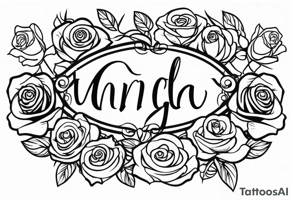 Angel, roses, name MARTINA tattoo idea