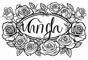 Angel, roses, name MARTINA tattoo idea