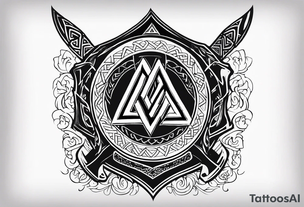 Valhalla valknut shield axe sword tattoo idea