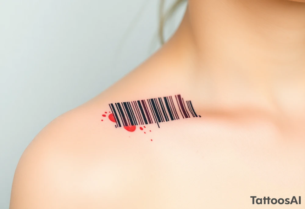 A barcode where the lines glitch and distort at the edges, symbolizing a love that breaks traditional codes. tattoo idea