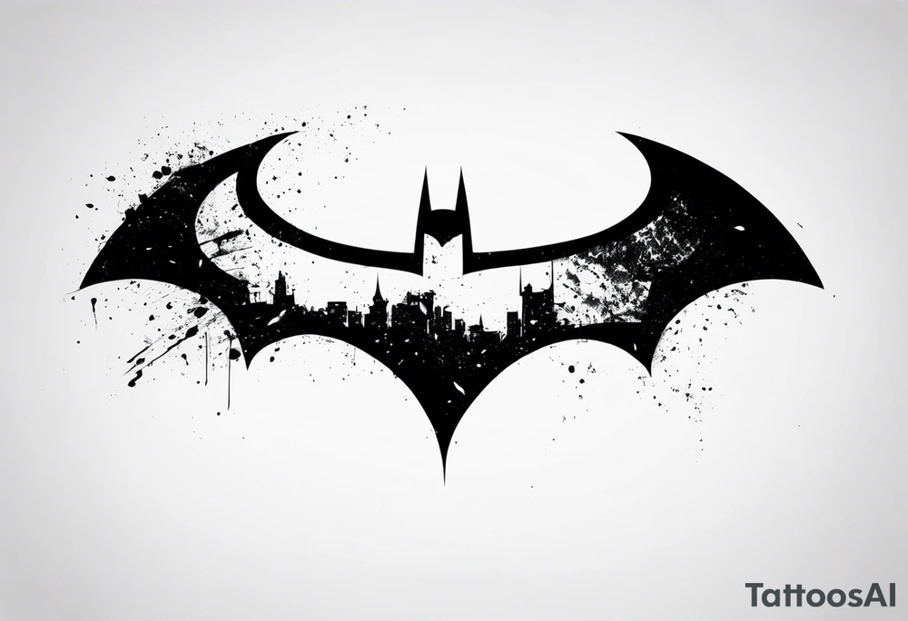 batman symbol grunge tattoo idea