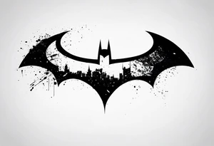 batman symbol grunge tattoo idea