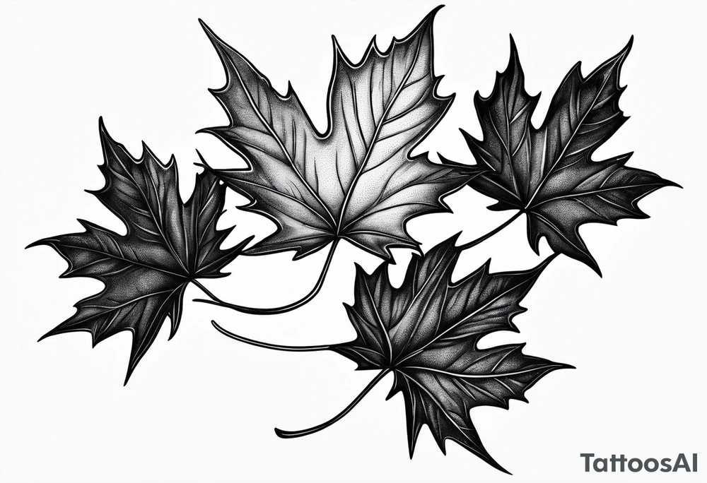three falling maple leaves tattoo idea