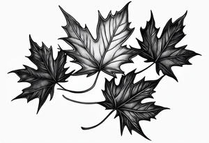 three falling maple leaves tattoo idea