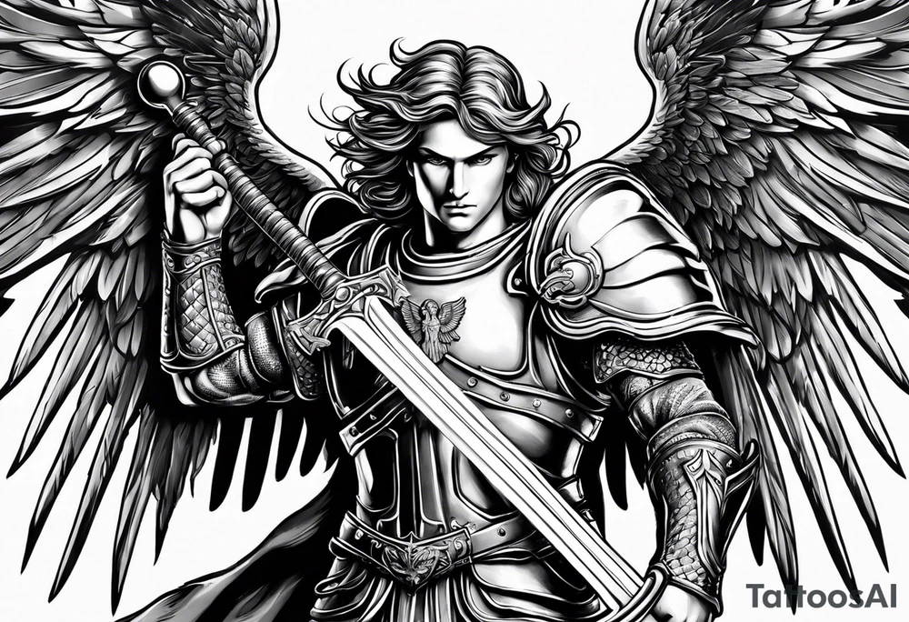 image of st michael the archangel with sword and shieldtattoo tattoo idea