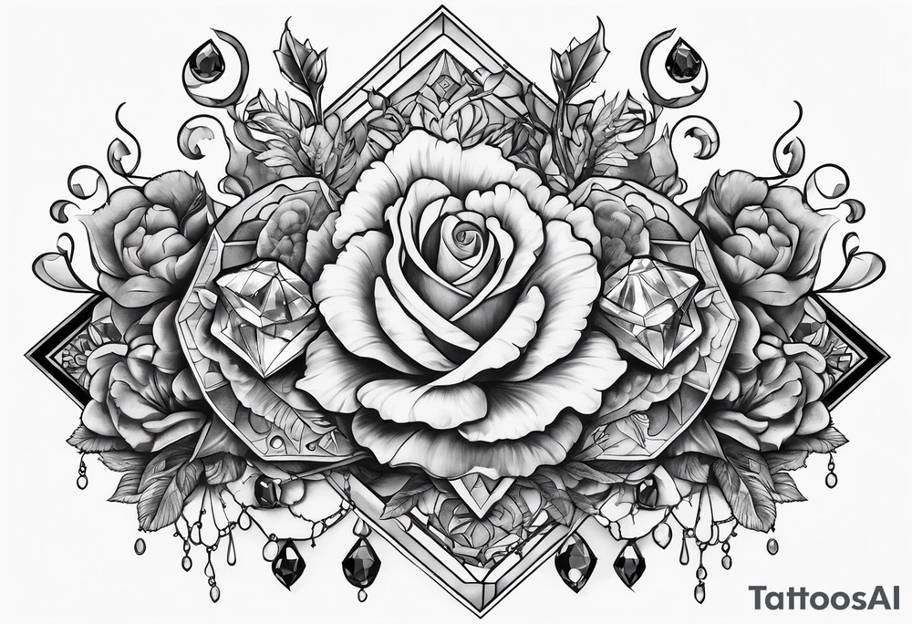 Fancy queen zombie diamonds and gemstones tattoo idea