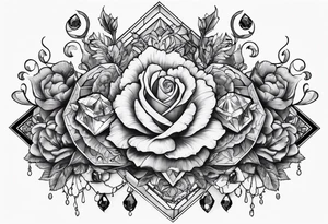 Fancy queen zombie diamonds and gemstones tattoo idea
