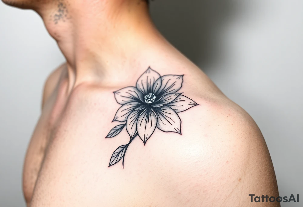 January December July birthday flower infi with diamond tattoo idea