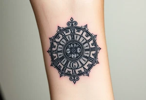 vintage roman numerals within ornate clockwork mechanism tattoo idea