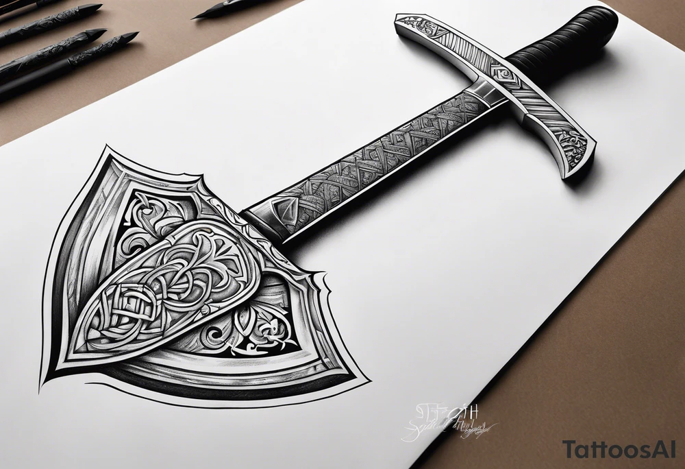 Valhalla sword axe tattoo idea
