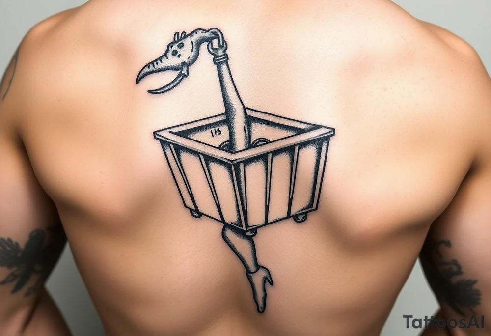 Hooker hanging out of a dumpster dead tattoo idea
